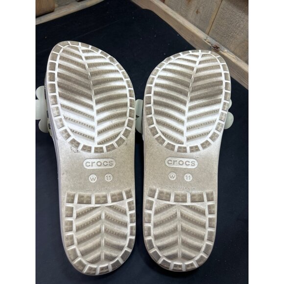 Womens Crocs Floral Slide Sandals Size 11 White with Flowers Iconic Comfort - Picture 8 of 9